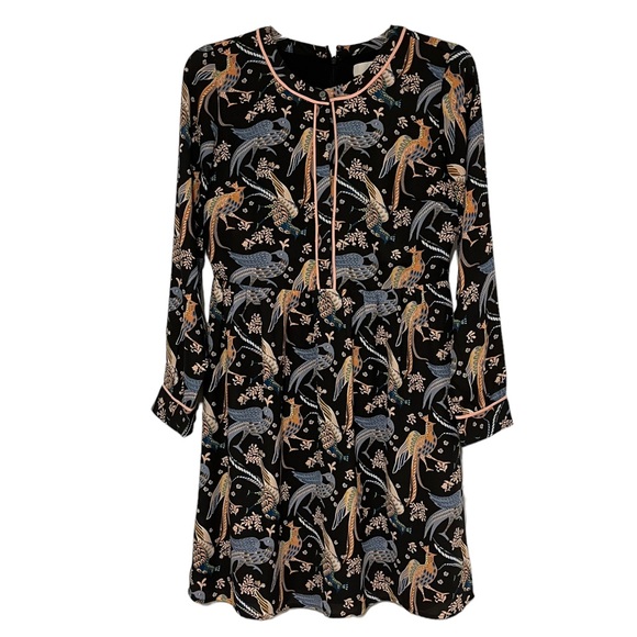 Loft PEACOCK SNOWBIRDS SHIRT DRESS Sz 4P 4 Petite EUC - Picture 7 of 13